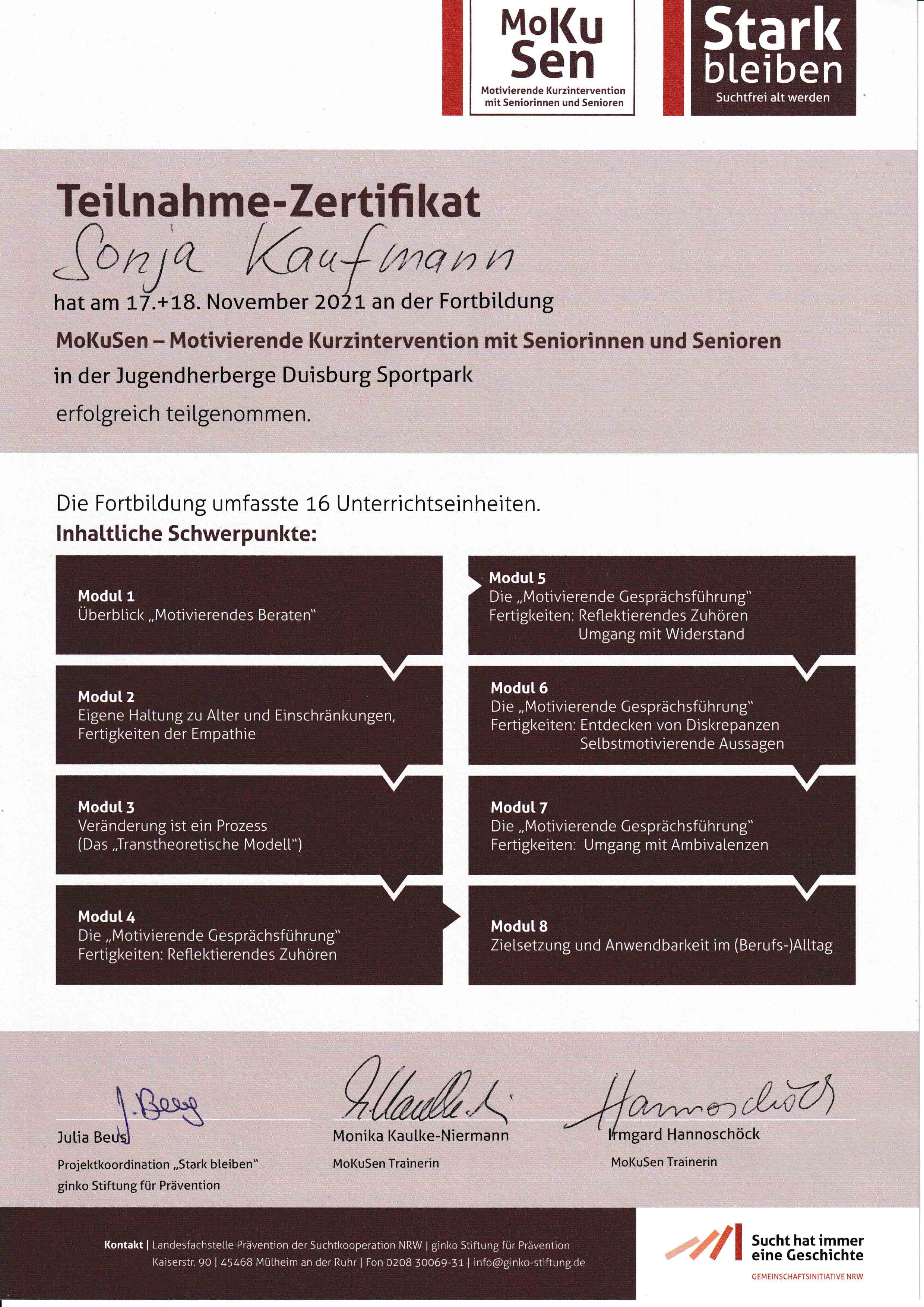 Motivierende Kurzintervention mit Senioren