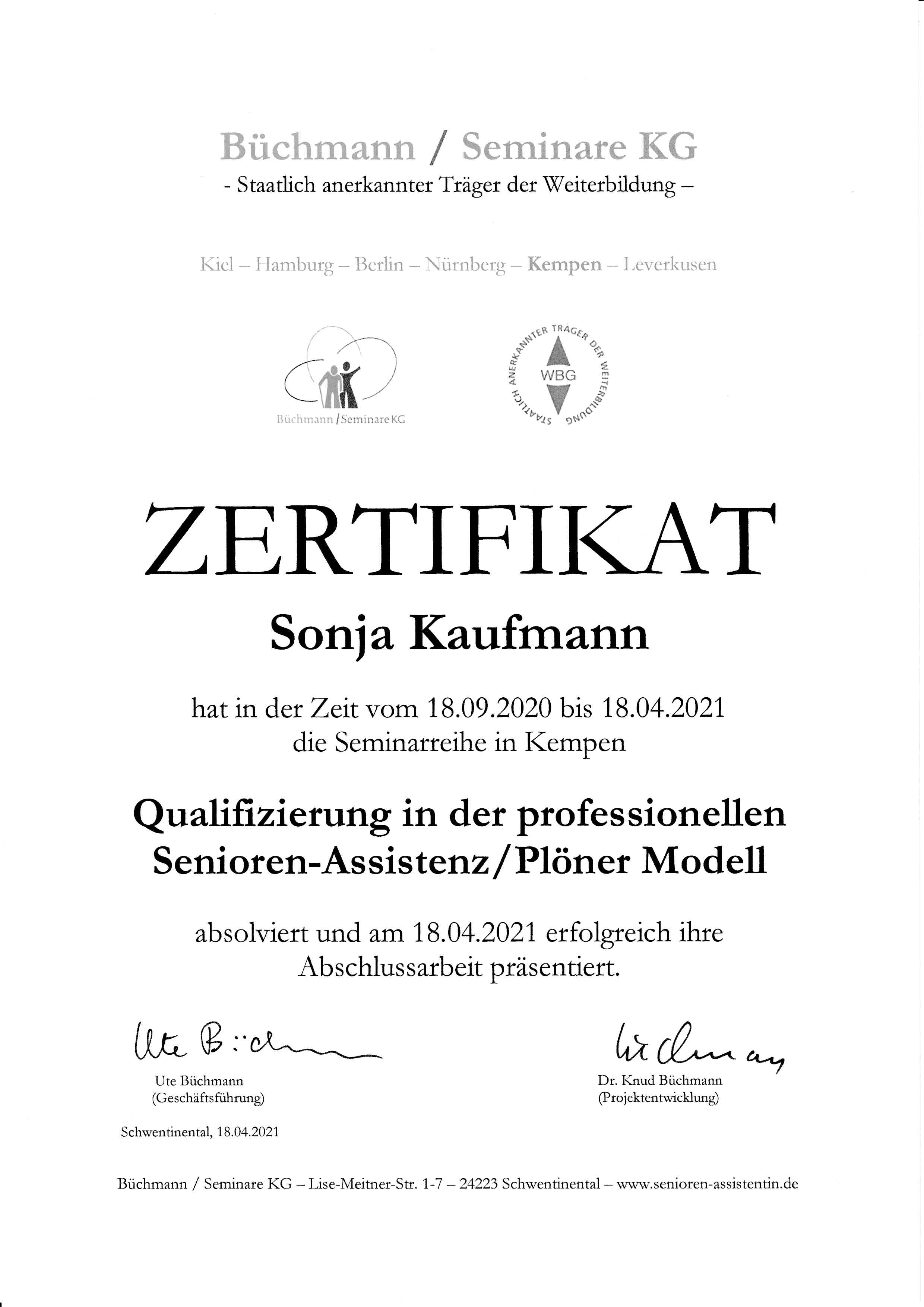 Professionelle Senioren-Assistenz / Plöner Modell